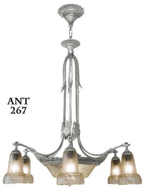 Antique Art Deco French 7 Light Chandelier (ANT-267)
