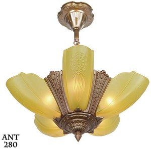 American Art Deco 5 light chandelier by Puritan (ANT-280)