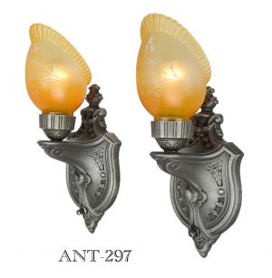 Antique American Art Shade Deco Sconces, 1920's - 1930's (ANT-297)