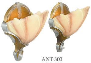 Art Deco Slip Shade pair of "Clam Shell" Sconces (ANT-303)