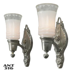 Art Deco - Lovely Pair of 1920 Deco Wall Sconces (ANT-316)