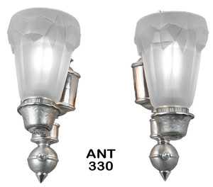 American Art Deco Sconces with Heavy Cast Glass French Shades (ANT-330)