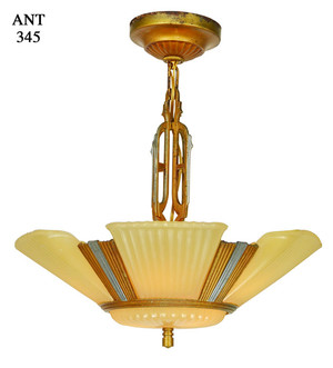Art Deco Streamline 6 Light Chandelier Circa 1935 - 1937 (ANT-345)