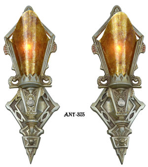 Pair of Antique Restored Art Deco Wall Sconces (ANT-375)
