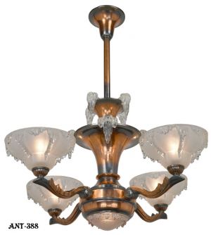 Art Deco - Copper Finished French Ezan chandelier (ANT-388)