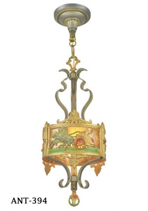 Antique Americana Pendant Light Roman Style Horses and Chariot Scenes (ANT-394)