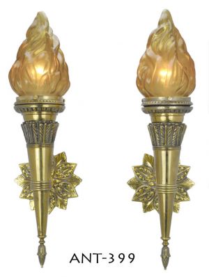 Pair of Antique Flame porch or hallway sconces (ANT-399)