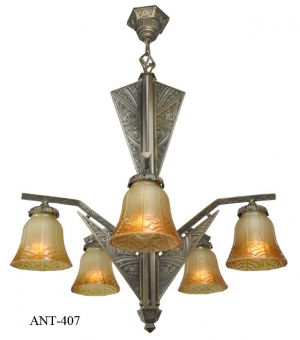 French Art Deco 6 Light Chandelier (ANT-407)