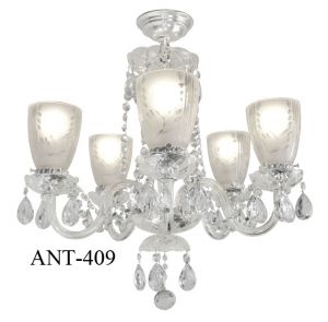 Antique Crystal Glass 5 Light Chandelier (ANT-409)