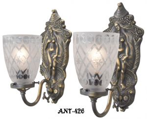 Antique Edwardian Pair of "Venus" Wall Sconces (ANT-426)