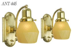 Art Deco Vintage Wall Sconces - Classic Simple Lights w/ Modernist Geometric Shades (ANT-445)