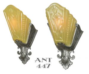 Art Deco Pair of Slip Shade Antique Wall Sconces Circa 1930 by Virden (ANT-447)