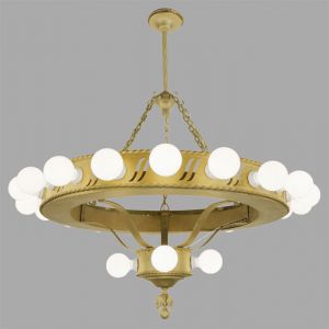 Large Bare Bulb 1920's Bank Chandelier (ANT-454)