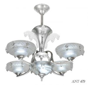 French Art Deco 5 Light Ezan Icicle Chandelier - Rewired for LED (ANT-479)