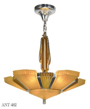 Art Deco Streamline 6 Light Chandelier by Mid-West Mnf Circa 1935 - 1937 (ANT-482)