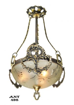 Antique Edwardian Ceiling Bowl Pendant Light Fixture Circa 1910 - 1930 (ANT-498)