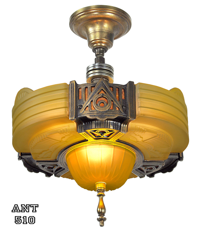 Art Deco Streamline Slip Shade Semi Flush Mount Close Ceiling Light By Globe Lighting Ant 510