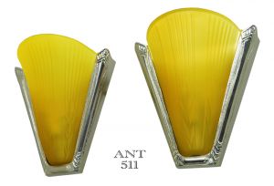 Art Deco Nickel Plated French Wall Lights with Slip Shades Circa 1935 (ANT-511)