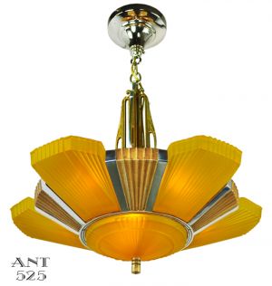 Streamline Art Deco Antique Chandelier Mid-West Mnf 6 Light Beverly (ANT-525)