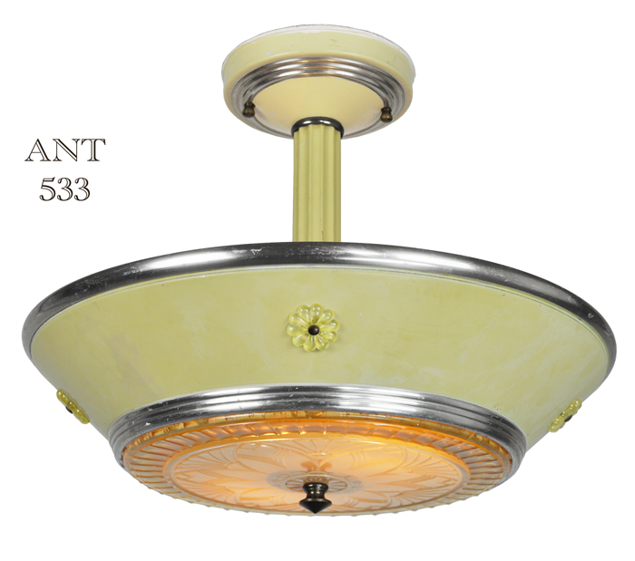 Vintage Hardware Lighting Art Deco Streamline Style Semi Flush Mount Ceiling Bowl Light Fixture Ant 533 Art Deco Streamline Style Semi Flush, Art Deco Style Ceiling Light Fixtures