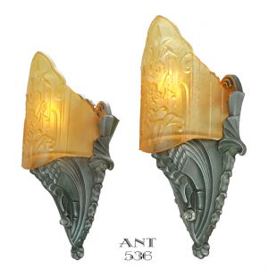Art Deco American Wall Sconces Lights by Mid-West Mnf Circa 1935 (ANT-536)