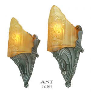 Art Deco American Wall Sconces Lights by Mid-West Mnf Circa 1935 (ANT-536)