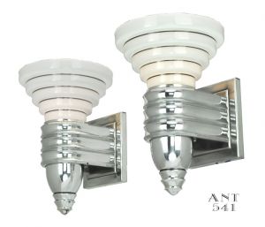 Streamline Art Deco Wall Sconces Circa 1920s - 1930s Modernist Lights (ANT-541)