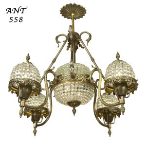 Crystal Basket Style Antique French Chandelier 4 Arm Ceiling Light (ANT-558)