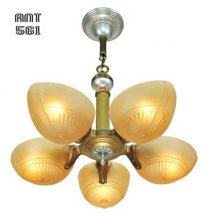 Art Deco Streamline Early Modern Slip Shade Ceiling Light Chandelier (ANT-561)