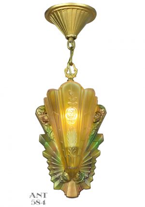 Art Deco Slip Shade Pendant Light Fixture by Frankelite Circa 1933 (ANT-584)