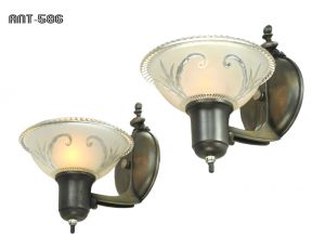 Art Deco Streamline Wall Sconces Antique Lights Fixtures Circa 1938 (ANT-586)