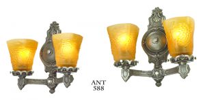 Edwardian Wall Sconces Antique Two Arm Lights Grapevine Motif Fixtures (ANT-588)