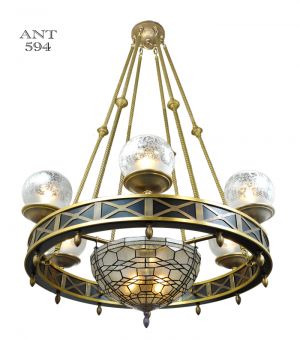 Mid-Century Modern 10 Light Chandelier Ceiling Fixture w/ Bowl Shade (ANT-594)