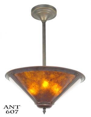 Mission Style or Arts & Crafts Ceiling Bowl Pendant Light Fixture (ANT-607)