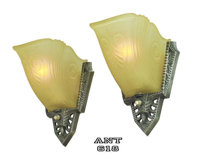 Vintage Hardware & Lighting Art Deco Antique Wall Sconces Pair of