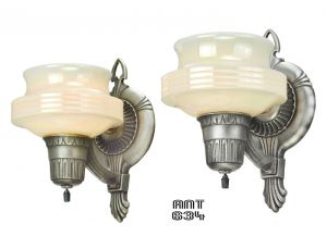 Art Deco Streamline Antique Wall Sconces Circa 1920 - 1930 Lights (ANT-634)