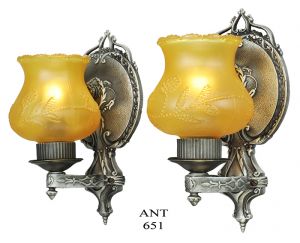 Pair of Antique Edwardian Wall Sconces Circa 1920s - 1930s Lights (ANT-651)