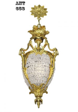 Victorian French Pendant Ceiling Light Beaded Glass Flower Chandelier (ANT-658)