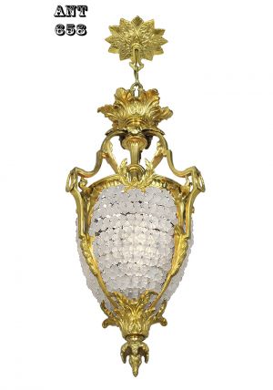 Victorian French Pendant Ceiling Light Beaded Glass Flower Chandelier (ANT-658)