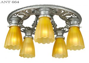 Edwardian Antique Chandelier Semi Flush Mount 5 Light Ceiling Fixture (ANT-664)