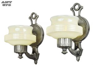 Art Deco Streamline Style Wall Sconces Pair Antique Lights Fixtures (ANT-673)