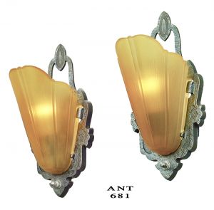 Art Deco Pair of Wall Sconces Antique Lights by Markel 1930s Fixtures (ANT-681)