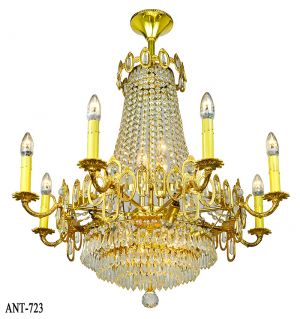 Vintage Crystal Chandelier 16 Light Rewired Elegant Ceiling Fixture (ANT-723)