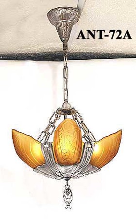 Original Lincoln Fleurette Slip Shade Chandelier Amber Shades (ANT-72A)