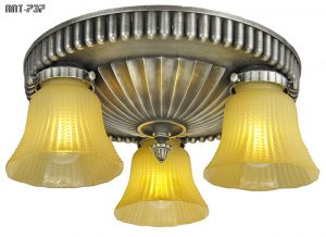 Art Deco Semi Flush Mount Chandeliers Pair 1920s Close Ceiling Lights (ANT-737)