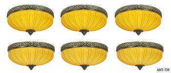 Vintage Brass and Amber Color Wall Lights Melon Shape Pocket Sconces (ANT-738)