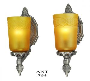 Antique Art Deco Pair Wall Sconces Circa 1920s - 1930s Period Lights (ANT-764)