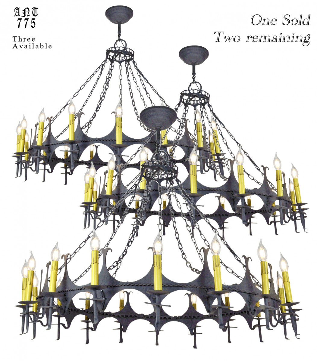 Vintage Hardware Lighting Large 48 Inch Wide Chandelier Gothic