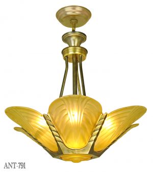 French Deco Slip Shade Chandelier Streamline Ceiling Light Fixture (ANT-791)