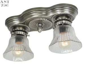 Art Deco Streamline Flush Mount 2-Light Antique Close Ceiling Fixture (ANT-796)